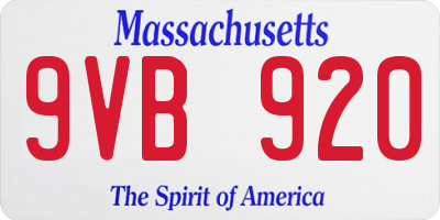 MA license plate 9VB920