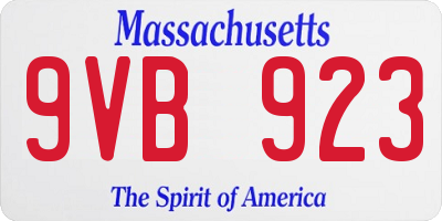 MA license plate 9VB923