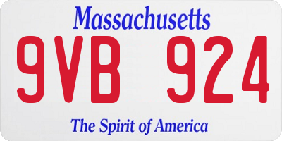 MA license plate 9VB924