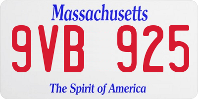 MA license plate 9VB925