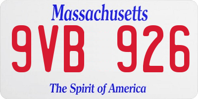 MA license plate 9VB926