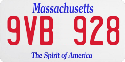 MA license plate 9VB928