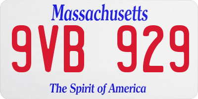 MA license plate 9VB929