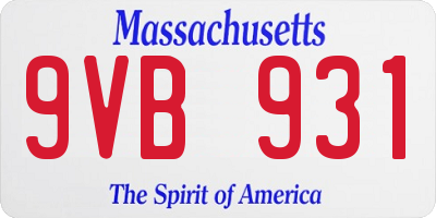 MA license plate 9VB931