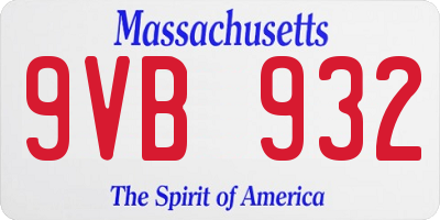 MA license plate 9VB932