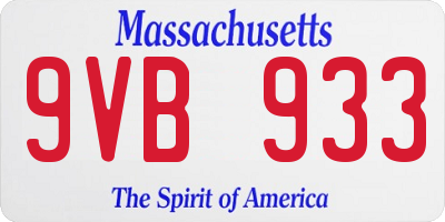 MA license plate 9VB933