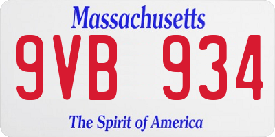 MA license plate 9VB934