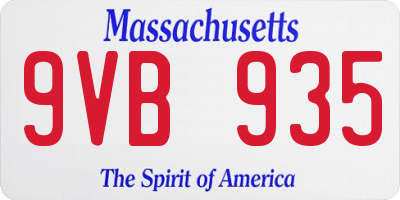 MA license plate 9VB935