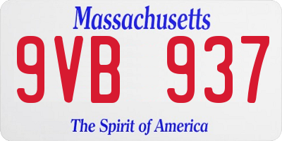 MA license plate 9VB937