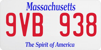 MA license plate 9VB938