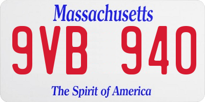 MA license plate 9VB940