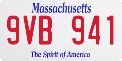 MA license plate 9VB941