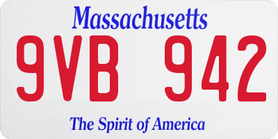 MA license plate 9VB942