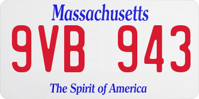 MA license plate 9VB943