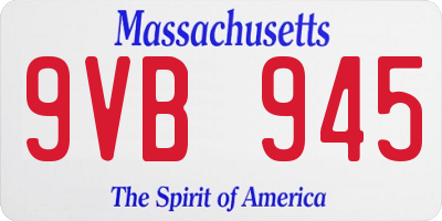 MA license plate 9VB945