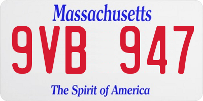 MA license plate 9VB947
