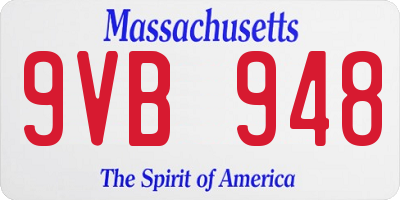 MA license plate 9VB948