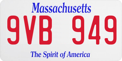 MA license plate 9VB949
