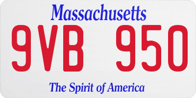 MA license plate 9VB950