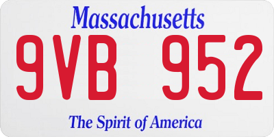 MA license plate 9VB952
