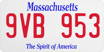 MA license plate 9VB953