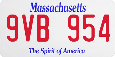 MA license plate 9VB954