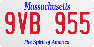 MA license plate 9VB955