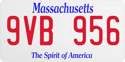 MA license plate 9VB956