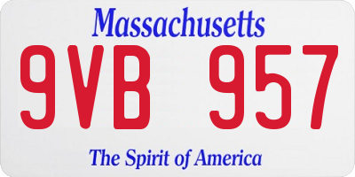 MA license plate 9VB957