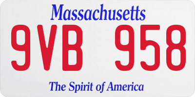 MA license plate 9VB958