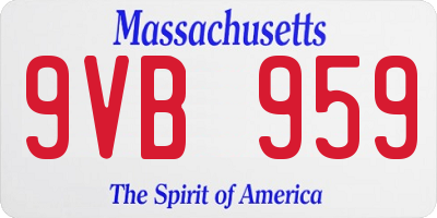 MA license plate 9VB959