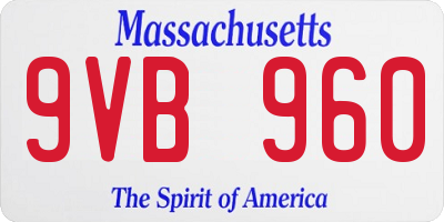MA license plate 9VB960