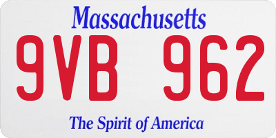 MA license plate 9VB962