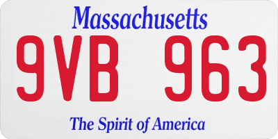MA license plate 9VB963