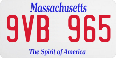 MA license plate 9VB965
