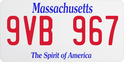 MA license plate 9VB967