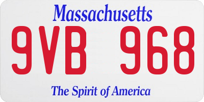 MA license plate 9VB968