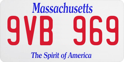 MA license plate 9VB969