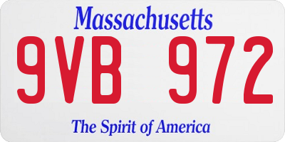 MA license plate 9VB972