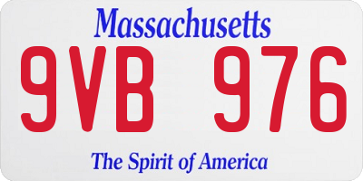MA license plate 9VB976