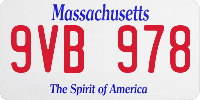 MA license plate 9VB978