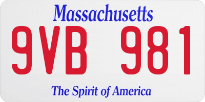 MA license plate 9VB981
