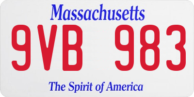 MA license plate 9VB983