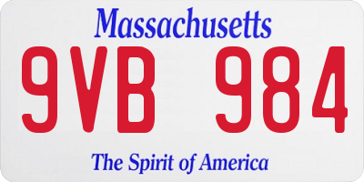 MA license plate 9VB984