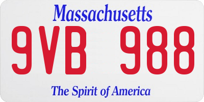 MA license plate 9VB988