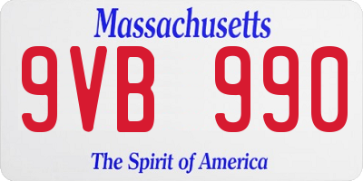MA license plate 9VB990