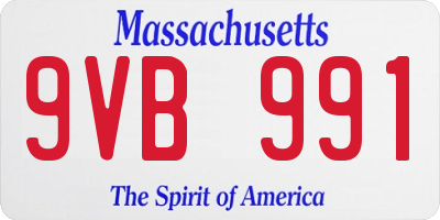MA license plate 9VB991
