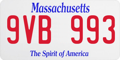 MA license plate 9VB993