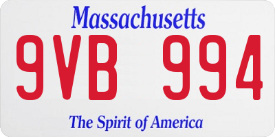 MA license plate 9VB994