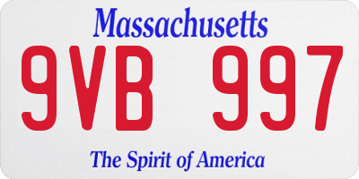 MA license plate 9VB997